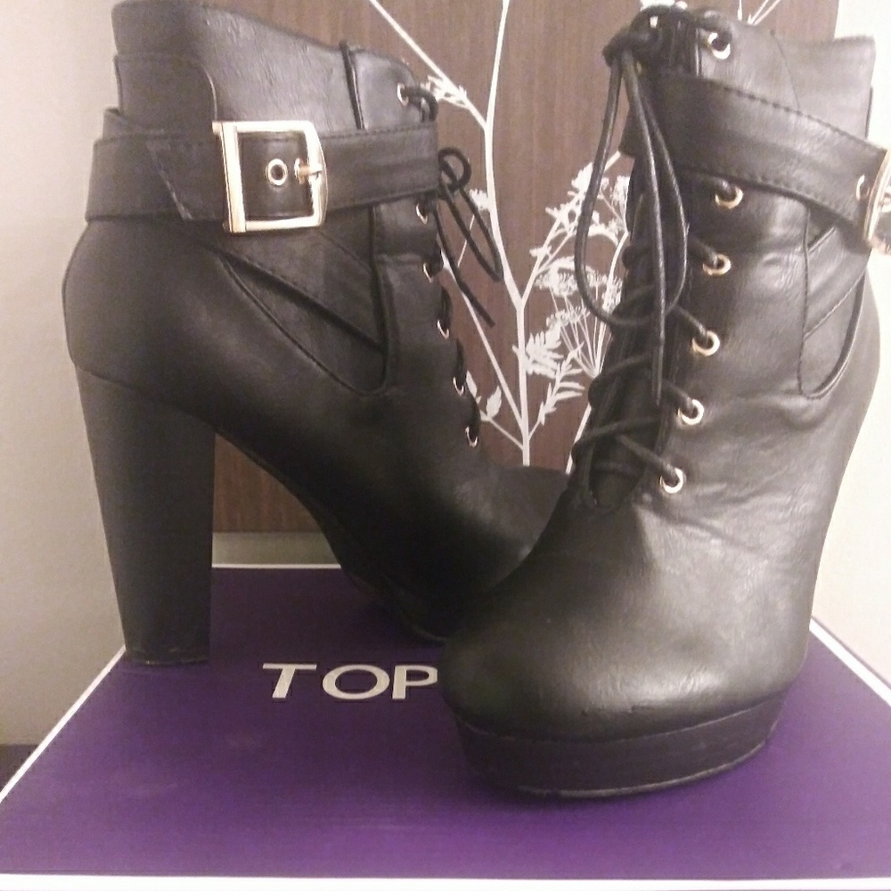 Black Buckle Booties W/ Original Box